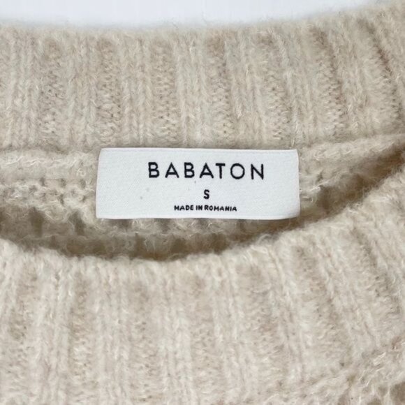 Babaton Aritzia Antiqua knit mesh wool top tan Oyster color Small - Picture 8 of 10